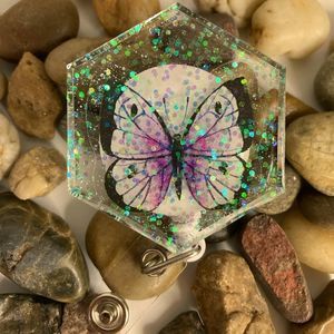 Purple butterfly badge clip